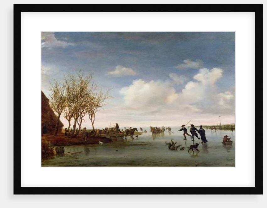Dutch landscape with Skaters by Salomon van Ruisdael or Ruysdael