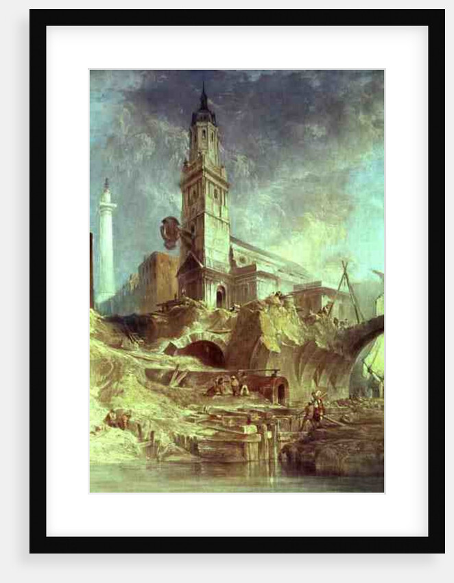 Demolishing Old London Bridge, with St. Magnus the Martyr behind by James Holland