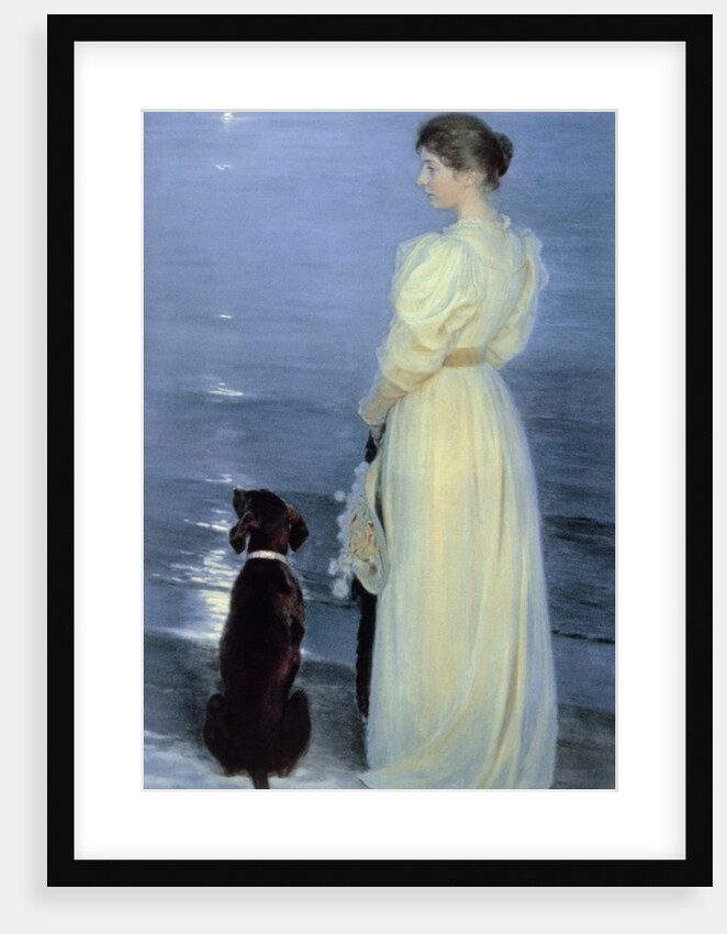 Summer Evening at Skagen, the Artist's Wife with a Dog on the Beach, 1892 by Peder Severin Kroyer