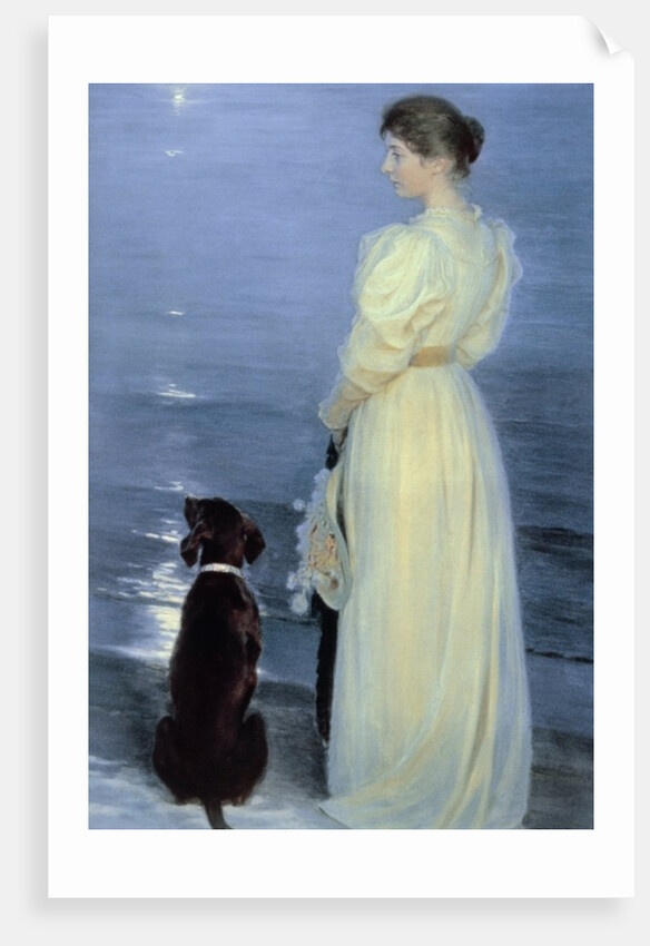 Summer Evening at Skagen, the Artist's Wife with a Dog on the Beach, 1892 by Peder Severin Kroyer