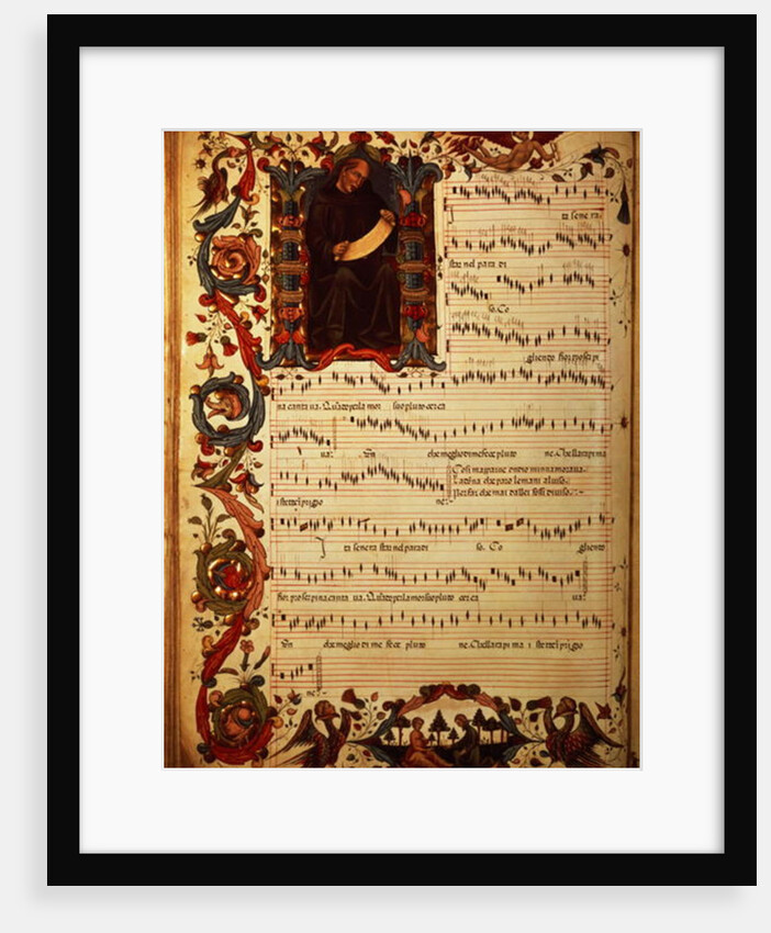 Ms Med. Pal. 87 Page of Musical Notation with historiated initial by Italian School