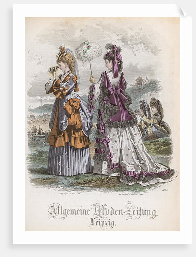 Two Ladies, fashion plate from the 'Allgemeine Moden-Zeitung', Leipzig, 1872 by Jules (after) David