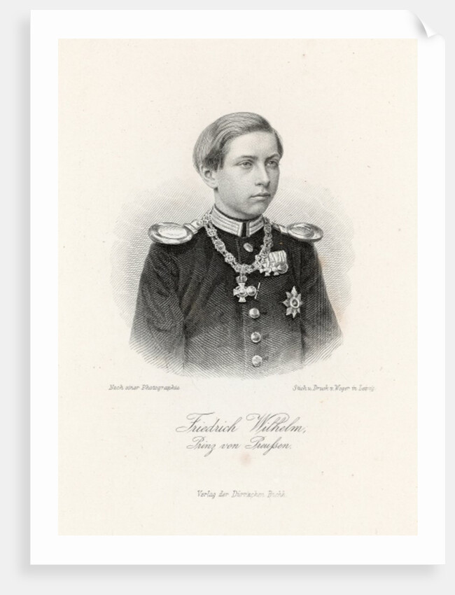 Friedrich Wilhelm, Prinz von Preussen in the 'Allgemeine Moden-Zeitung', Leipzig, 1872 by German School