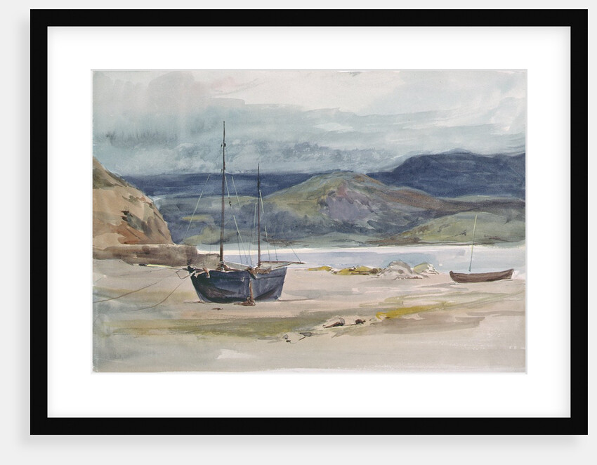 Hilly coast scene with boats, 19th century by John Absolon