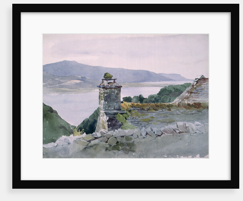 A hilly bay, seen from a wall over a roof, 19th century by John Absolon