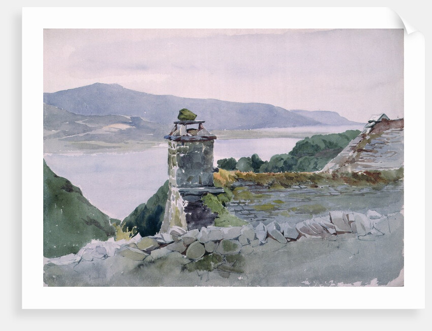 A hilly bay, seen from a wall over a roof, 19th century by John Absolon