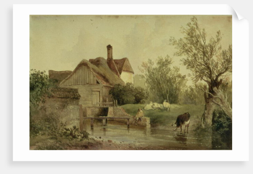 Landscape with a cottage by Joseph William Allen
