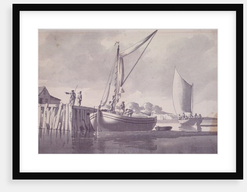 Sailing Barges Approaching a Wharf by William Anderson