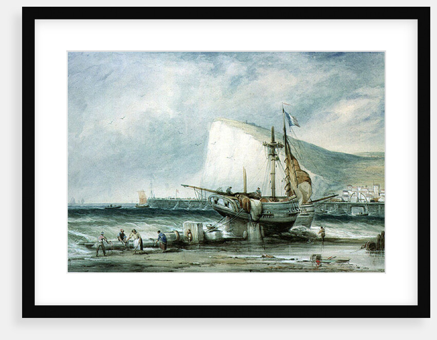 Shakespeare's Cliff, Dover, with Luggers on the Beach by Samuel Austin