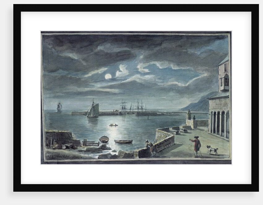 The Harbour and the Cobb, Lyme Regis, Dorset, by Moonlight by Copplestone Warre Bamfylde