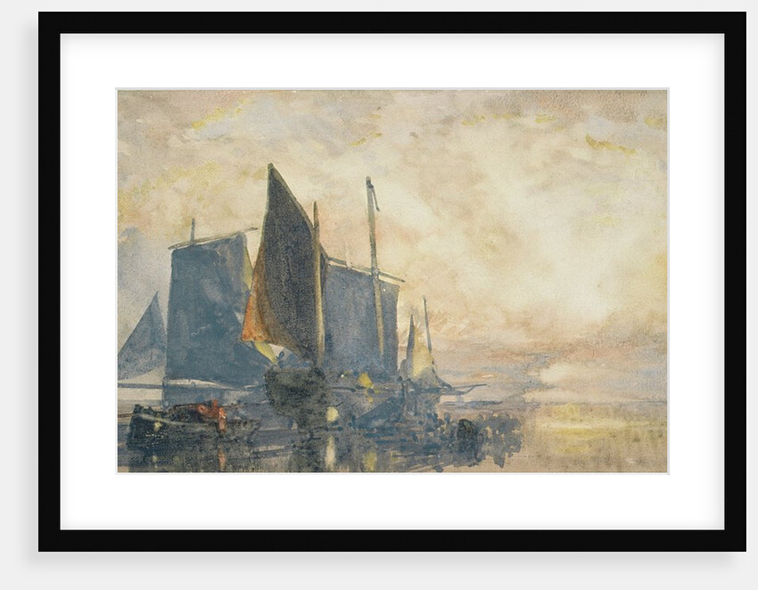Fishing Boats at Anchor: Sunset, 19th century by William Roxby Beverly