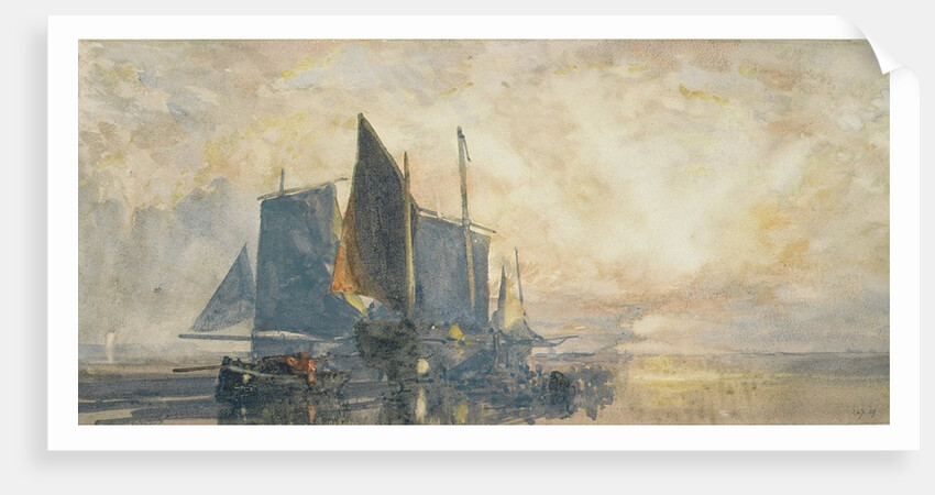 Fishing Boats at Anchor: Sunset, 19th century by William Roxby Beverly
