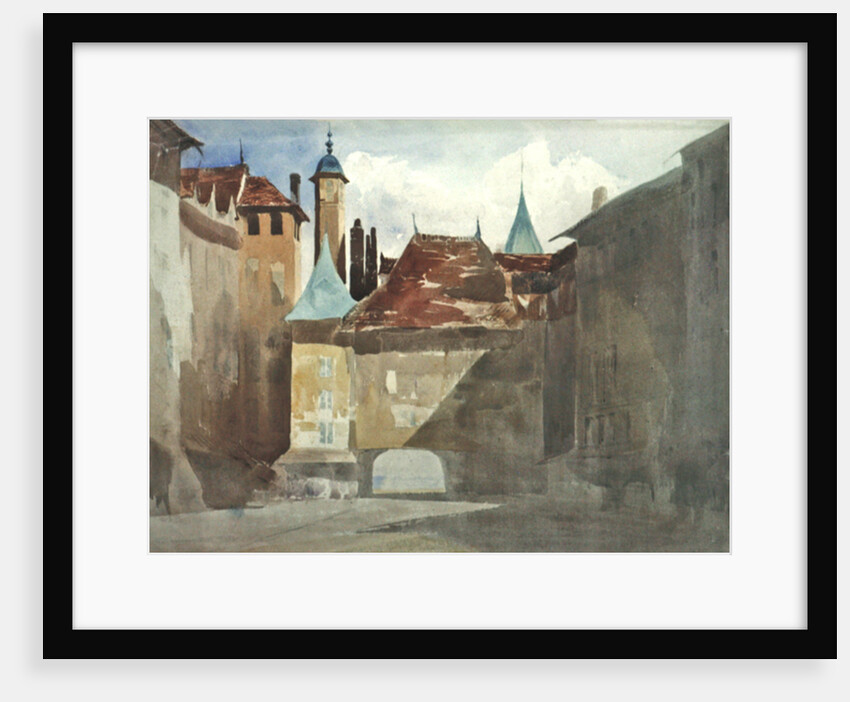 La Place du Molard, Geneva by Richard Parkes (attr. to) Bonington