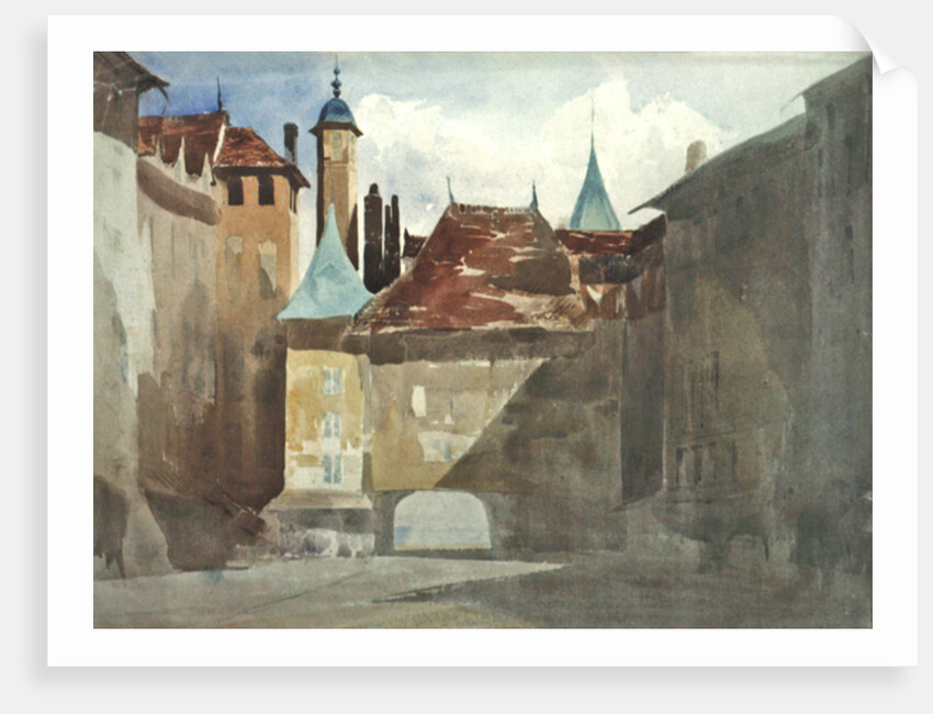 La Place du Molard, Geneva by Richard Parkes (attr. to) Bonington