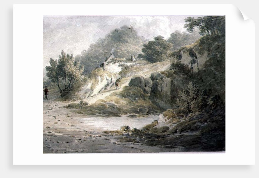 View near Halifax. A pathway with cottage on a slope by James Bourne
