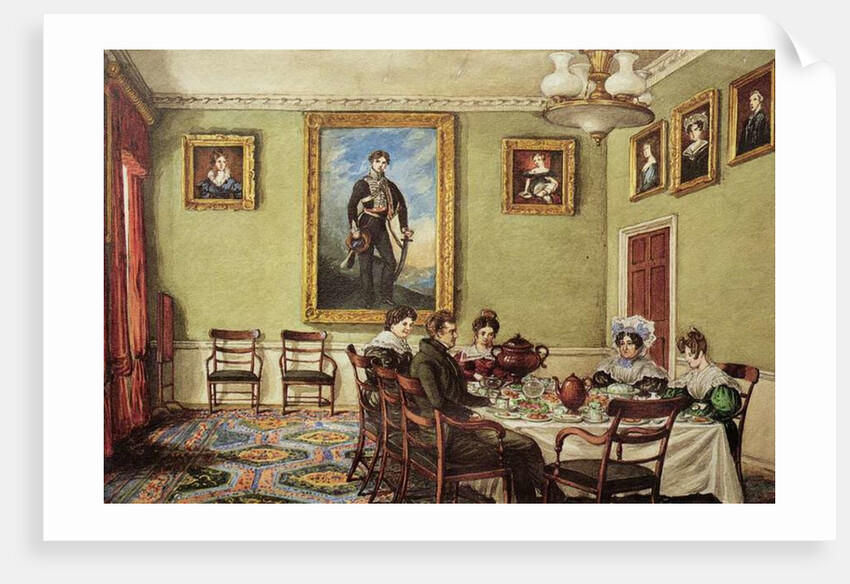Dining room at Langton Hall, family at breakfast, c.1832-3 by Mary Ellen Best