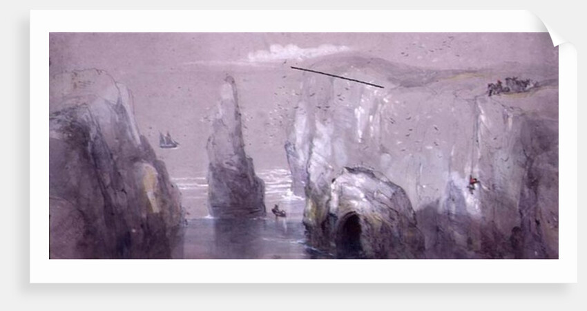 View of Flamborough Head, showing a Group of Men gathering Gulls' Eggs by George Bryant Campion