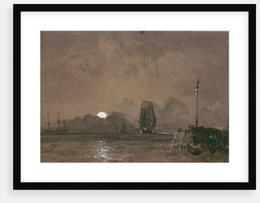 Sunderland Harbour: Moonlight, 19th century by George the Elder Chambers