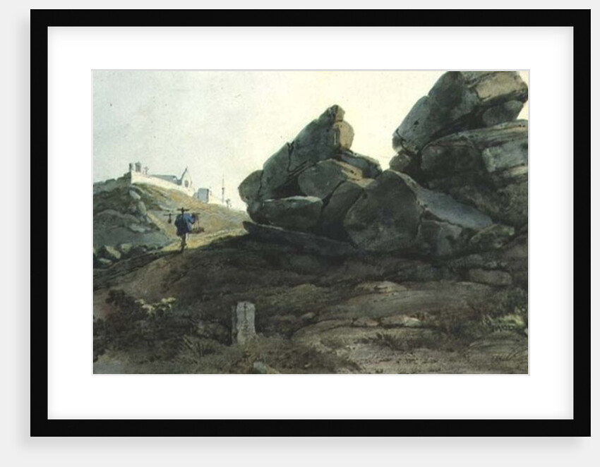 Rocks and a Hill Convent, China by George Chinnery