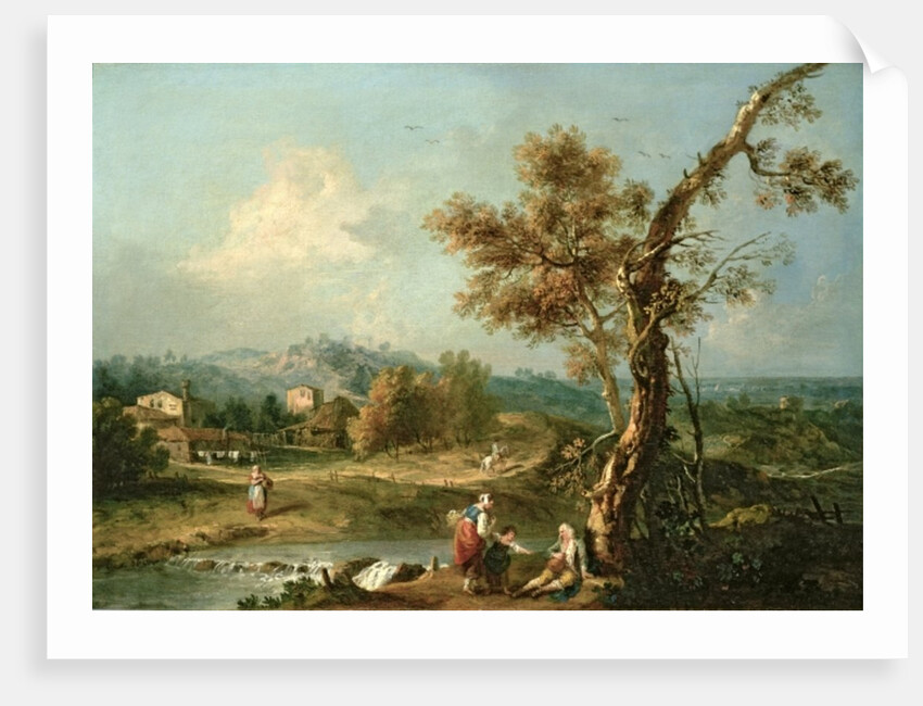 An Italianate River Landscape with Travellers by Francesco Zuccarelli