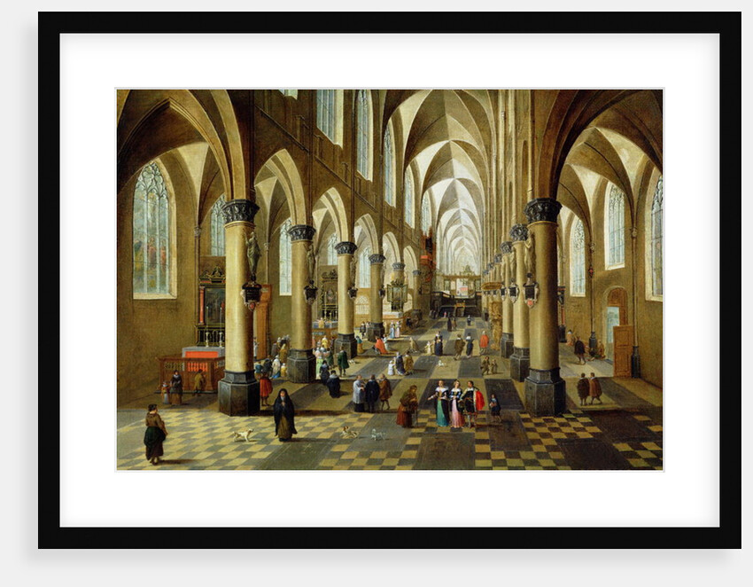Figures gathered in a Church Interior, 17th century by Pieter the Younger Neeffs