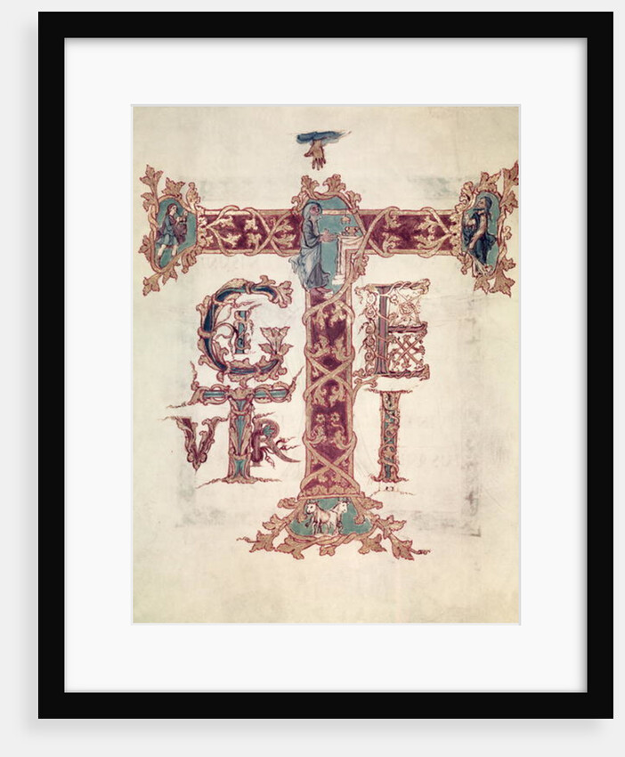 Col Lat 9428 f.15v Initial 'T'; The Ascension of Christ by French School