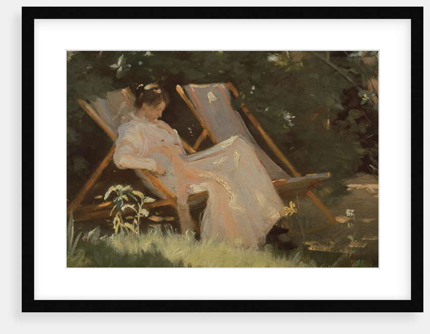 The artist's wife sitting in a garden chair at Skagen, 1893 by Peder Severin Kroyer