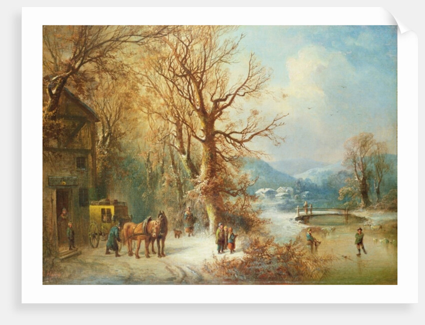 Coach and Horses in a Snowy Landscape by Guido Hampe