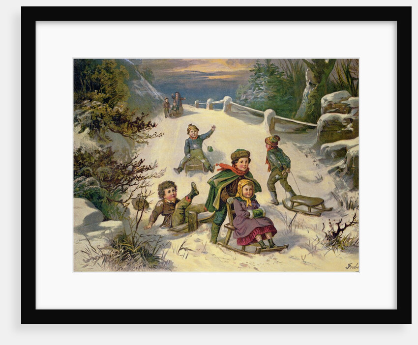 Sledging & Snowballing, 19th century by Greben