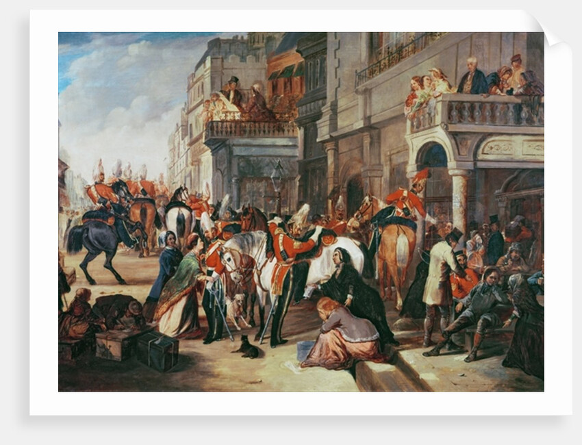 Fourth Dragoon Guards leaving for the Crimean War, c.1854 by English School