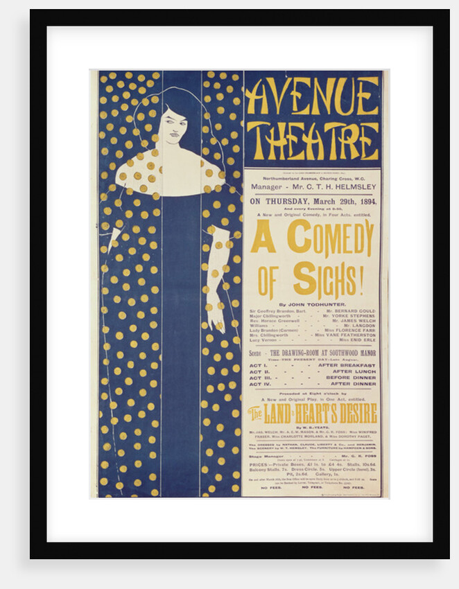 Poster advertising 'A Comedy of Sighs', a play by John Todhunter, 1894 by Aubrey Beardsley