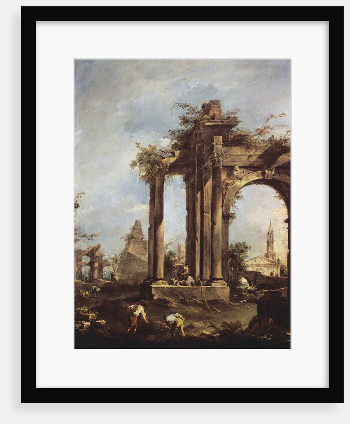 Capriccio with Roman Ruins, a Pyramid and Figures, 1760-70 by Francesco Guardi
