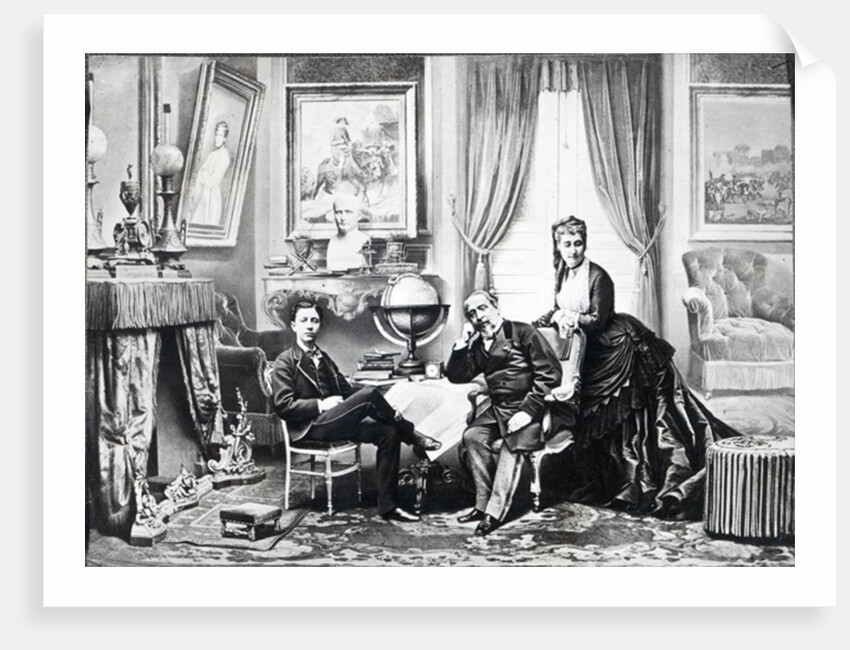 Emperor Napoleon III with Empress Eugenie and the prince Imperial at Camden Place, Chislehurst in 1872 by English Photographer