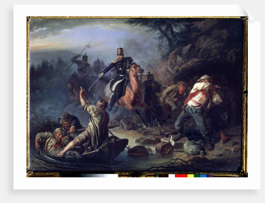 A skirmish with smugglers from Finland, 1853 by Vasily Grigorievich Khudyakov