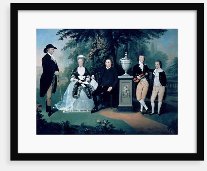 Members of the Wilson family grouped round a memorial of William Pitt the Younger by John Downman