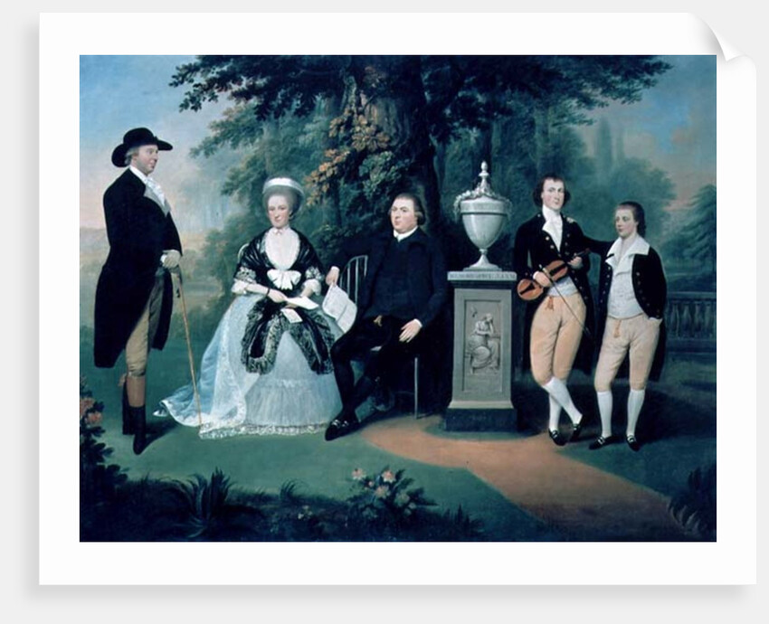 Members of the Wilson family grouped round a memorial of William Pitt the Younger by John Downman