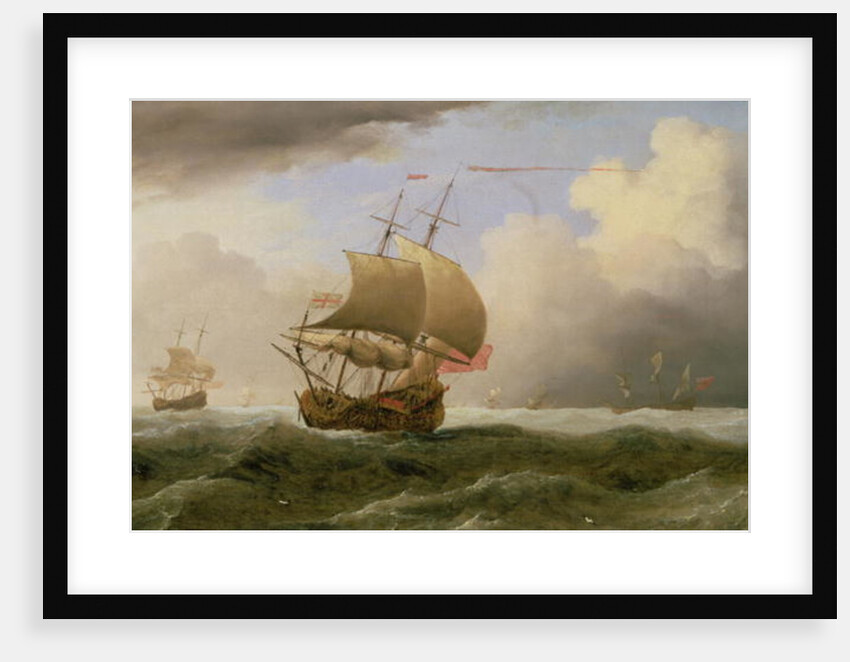 An English Ship Close-hauled in a Strong Breeze by Willem van de the Younger Velde