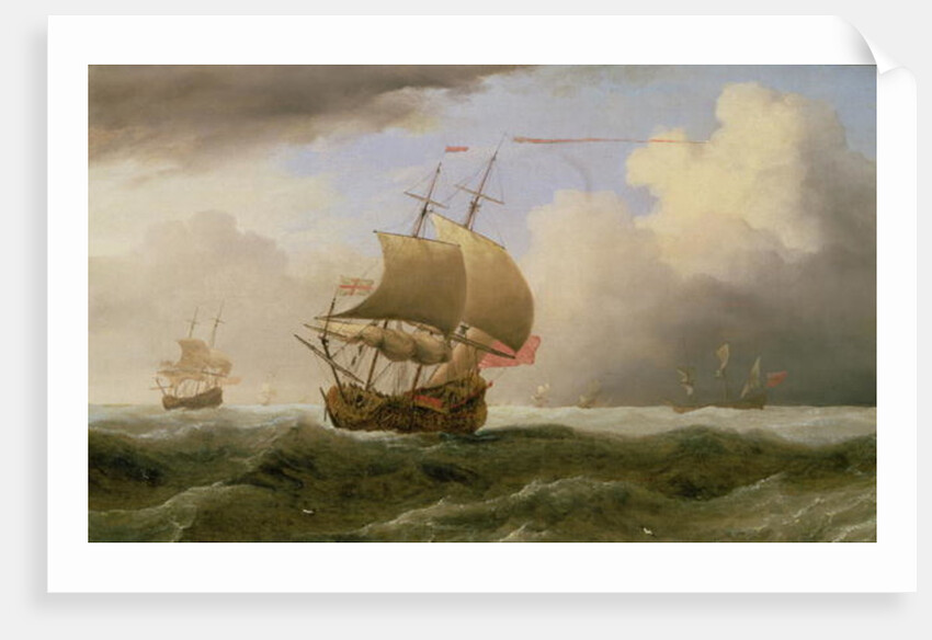 An English Ship Close-hauled in a Strong Breeze by Willem van de the Younger Velde