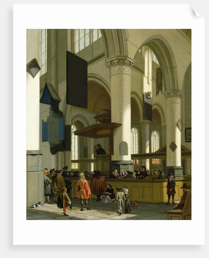 Interior of the Oude Kerk, Delft, with a preacher by A. & Streeck H. van Storck