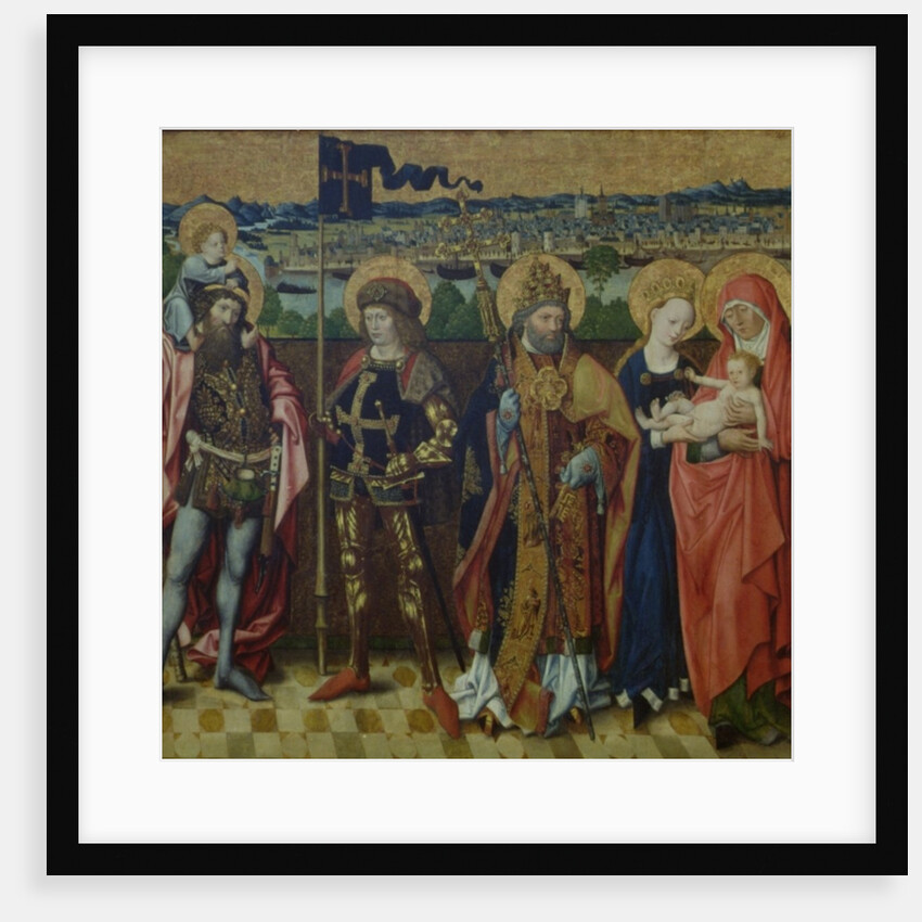 St. Anne, the Virgin and Child, St. Christopher, St. Gereon and St. Peter in a Landscape, showing Cologne and the Seven Hills, c.1460-80 by Master of the Glorification of Mary