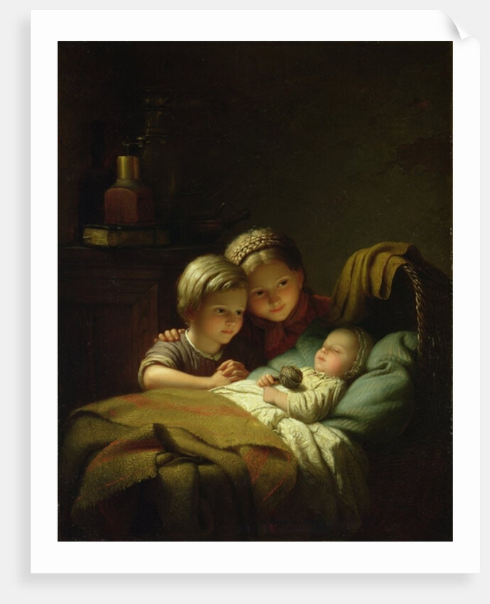 The Little Sleeping Brother; Le Petit Frere Dormant, 1856 by Johann Georg Meyer von Bremen