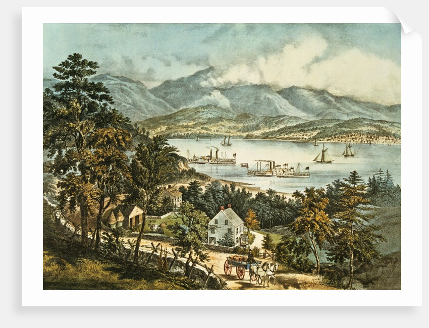 The Catskill Mountains from the Eastern shore of the Hudson by N. and Ives J.M. (1824-95) Currier