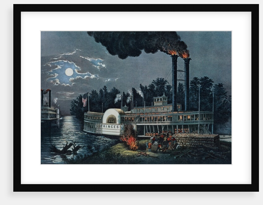 Wooding up on the Mississippi by N. and Ives J.M. (1824-95) Currier