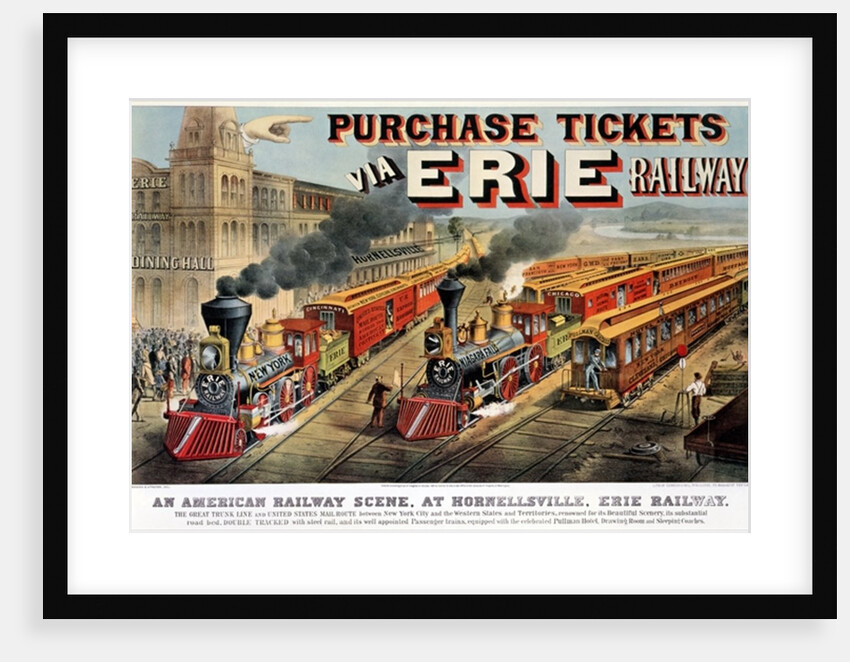 The American Railway Scene at Hornellsville, Erie Railway by N. and Ives J.M. Currier