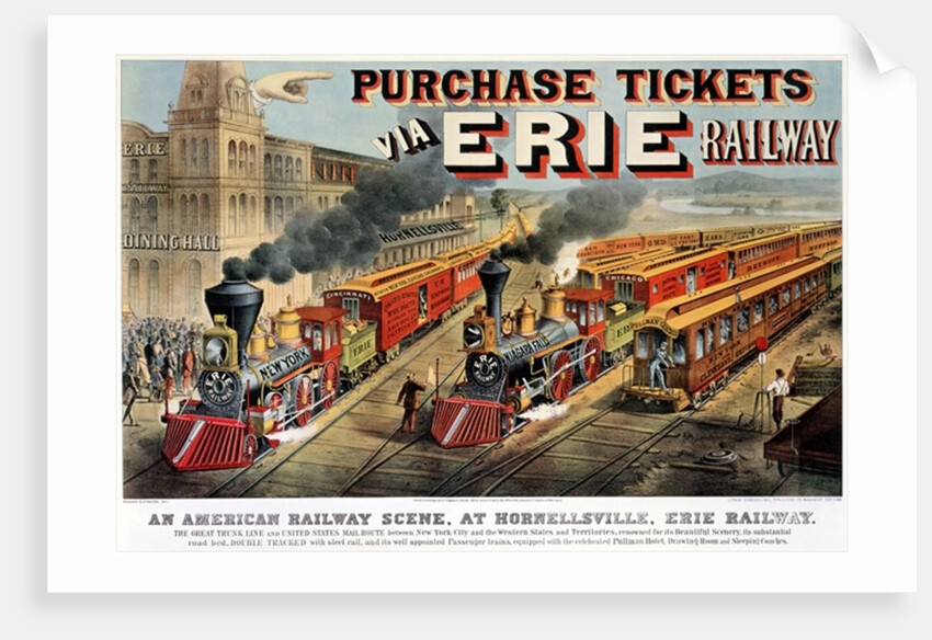 The American Railway Scene at Hornellsville, Erie Railway by N. and Ives J.M. Currier