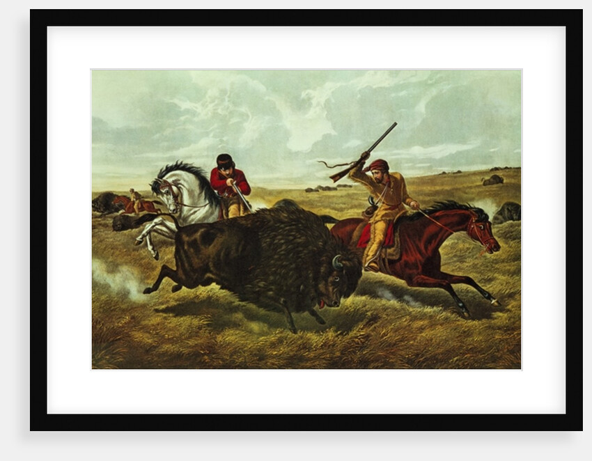 Life on the Prairie - the Buffalo Hunt, 1862 by N. and Ives J.M. Currier