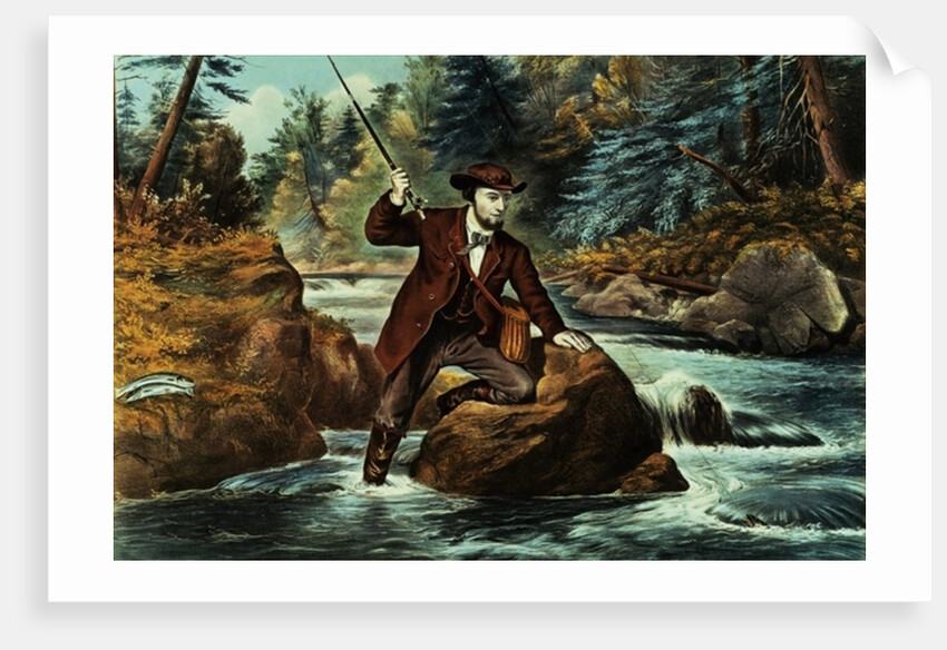 Brook Trout Fishing - An Anxious Moment, 1862 by N. and Ives J.M. (1824-95) Currier