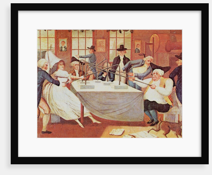 Benjamin Franklin's experiments with electricity by American School