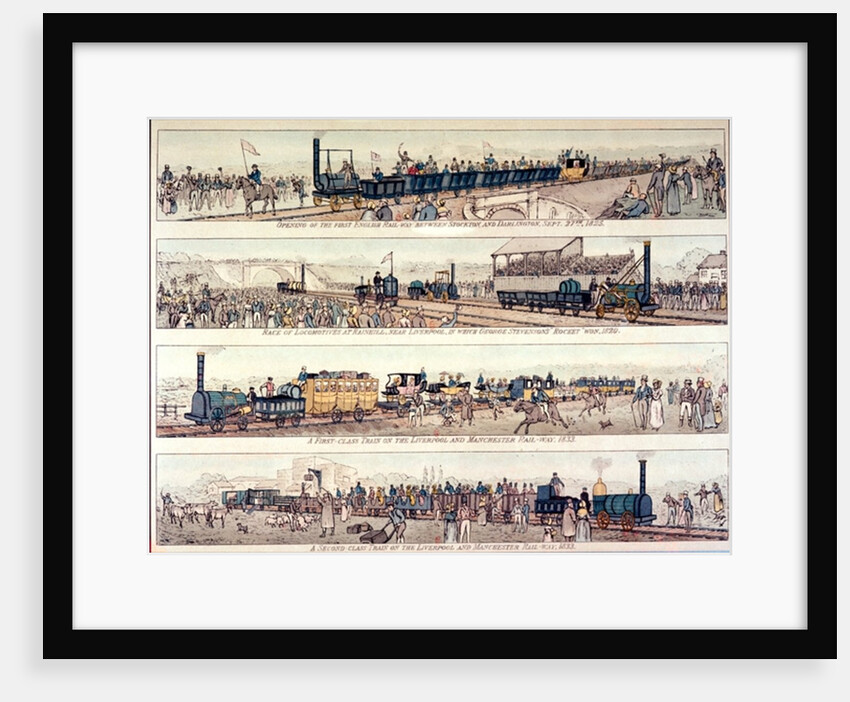 The opening of the Stockton and Darlington railroad, 1825 by English School