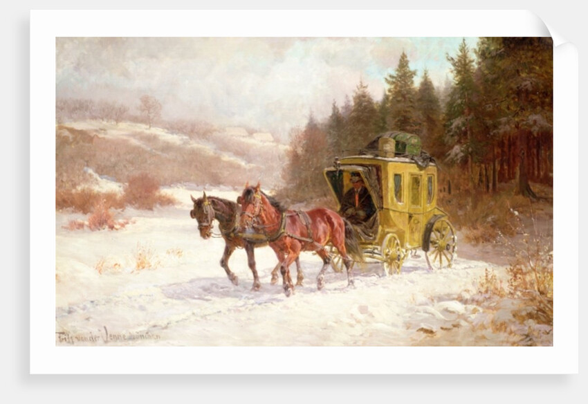 The Post Coach in the Snow by Fritz van der Venne